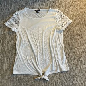 White tie front shirt